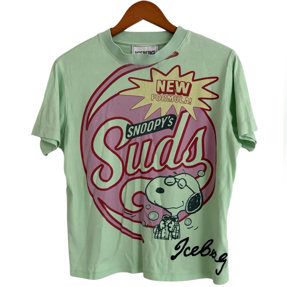 ICEBERG X Peanuts Snoopy Suds Tee Shirt Pale Green Medium - Picture 3 of 7